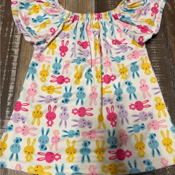 Girls Bunny Print Top and Denim Shorts Set - Picture 3 of 3